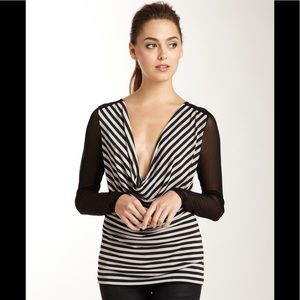 NWT! Stella & Jamie Zaza Black White Stripe Top